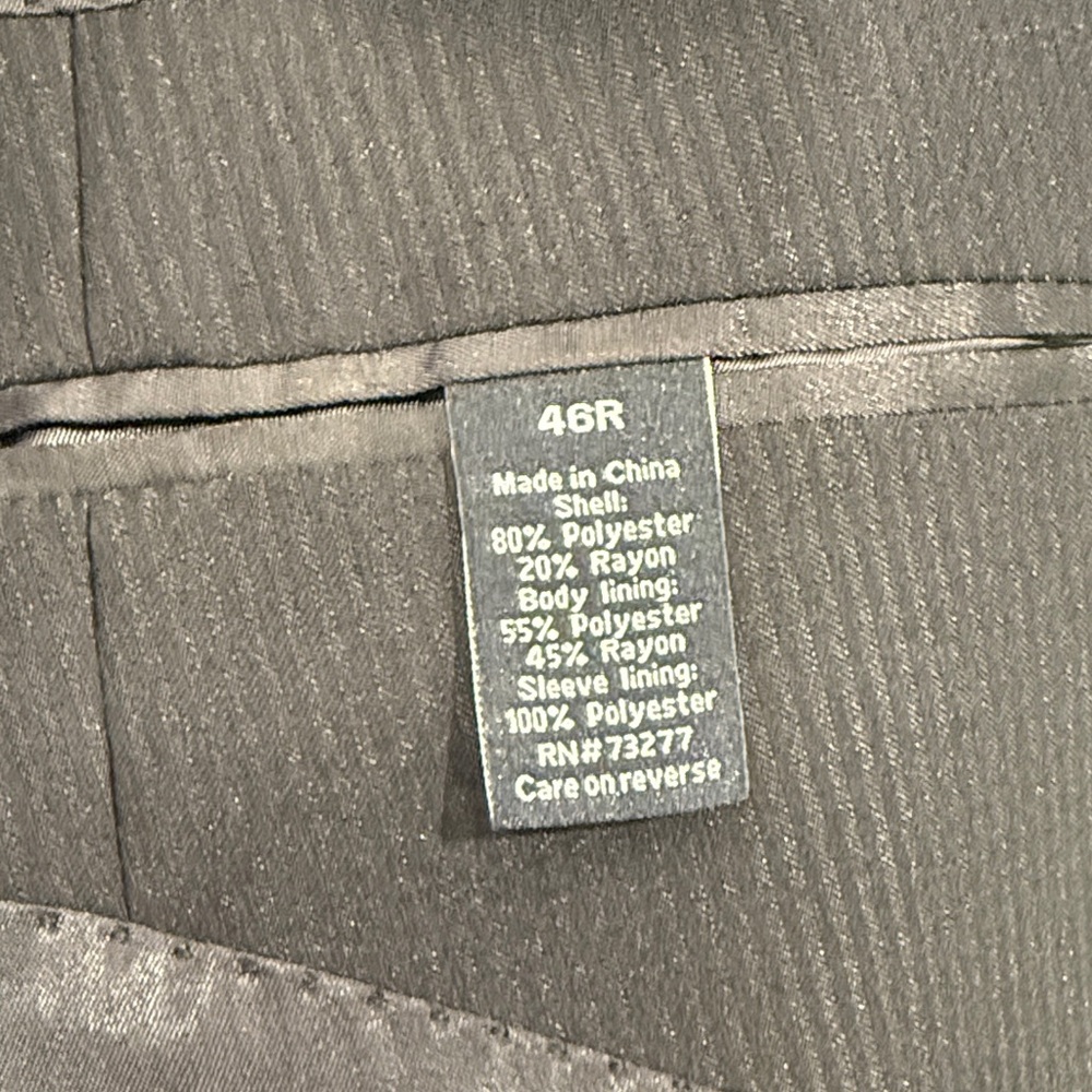 Apt 9 Classic Black Men's Suit Sz 46R- pants 36x32 - Picture 3 of 15